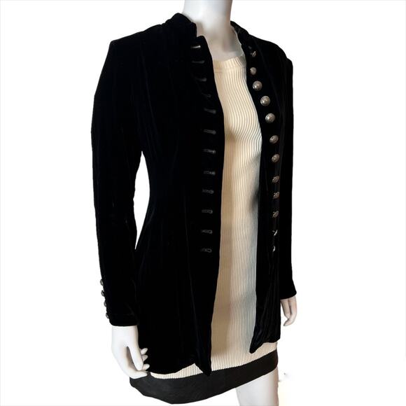 Vintage 90's Steampunk Cambridge Dry Goods Co. Black Velvet Jacket Blazer NWT - Picture 3 of 8